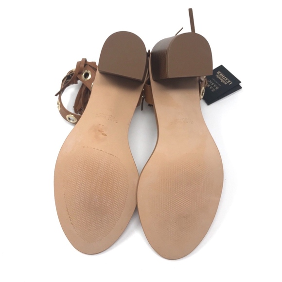 Zara Brown Leather Fringe Grommet Strappy Sandals - Picture 8 of 8